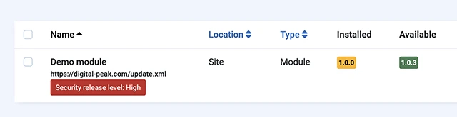 Preview of the new security flag with an demo module
